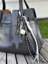 Bag Charm, Black Leather Star