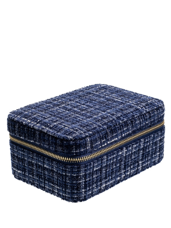 Tweed Jewellery Box, Navy Blue