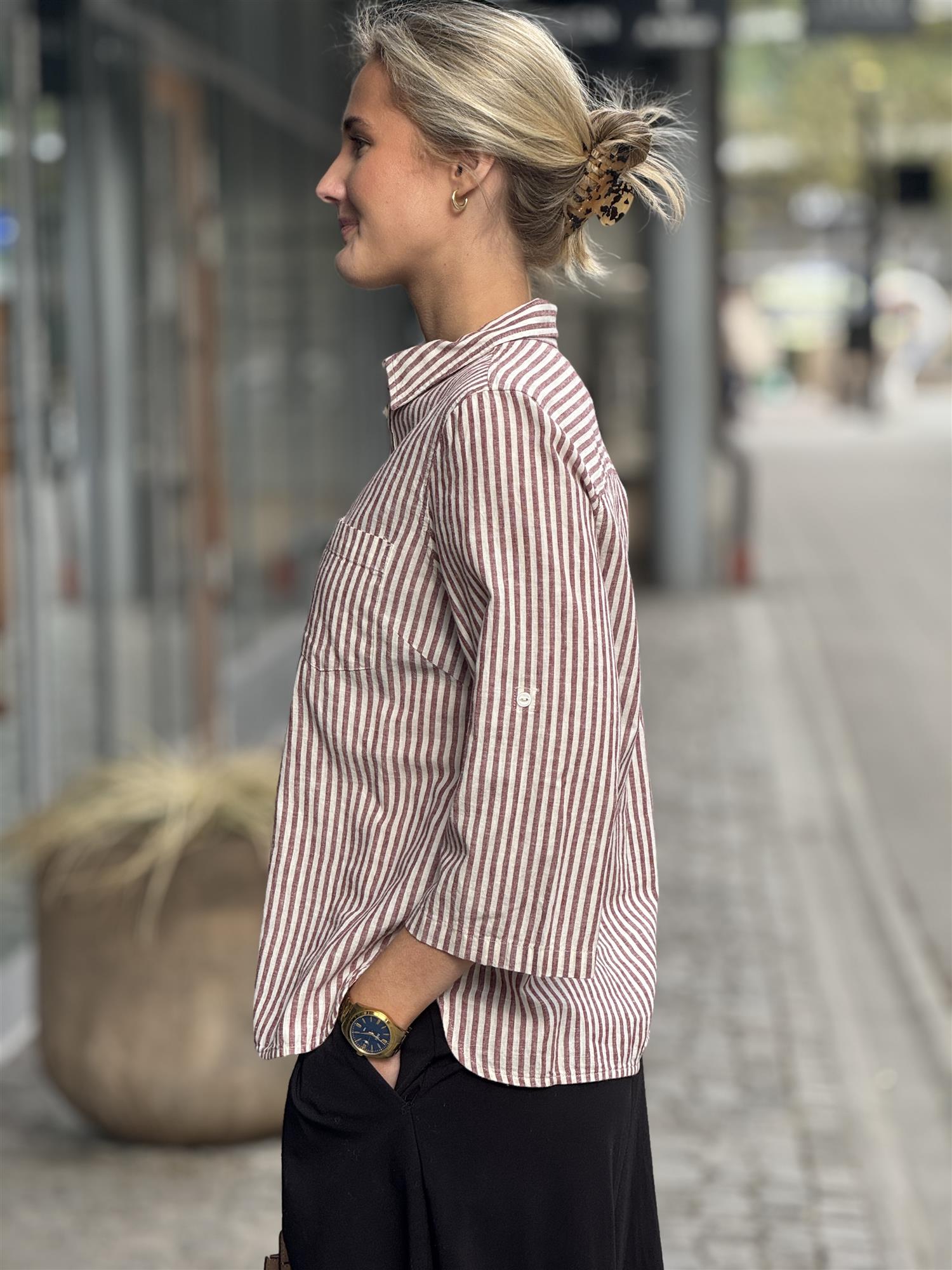 Cindie PW Shirt, Red Stripe