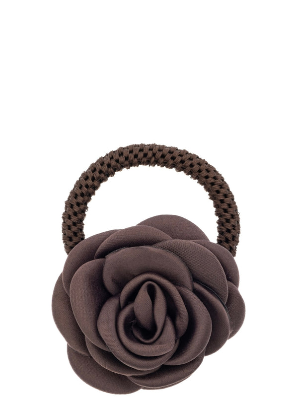 Satin Rose Hair Tie, Chocolate Brown