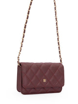 Leather Quilted Mini Bag, Maroon