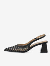 BIAMARALYN Slingback Rhinestone Mesh, Black
