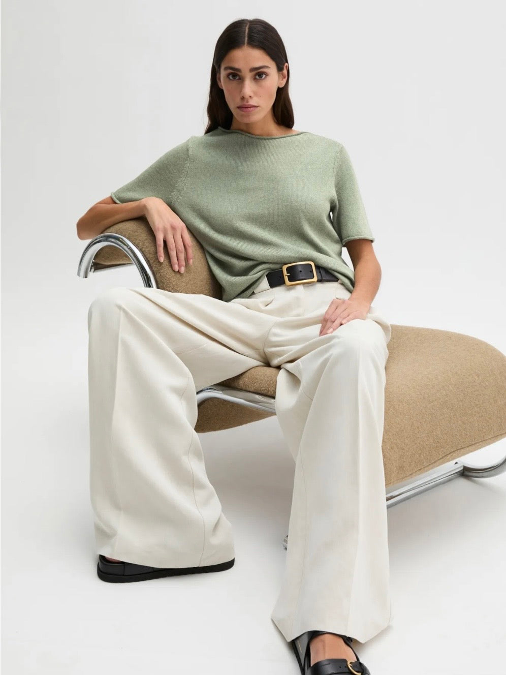 Pullover, shortsleeve, round-neck Green