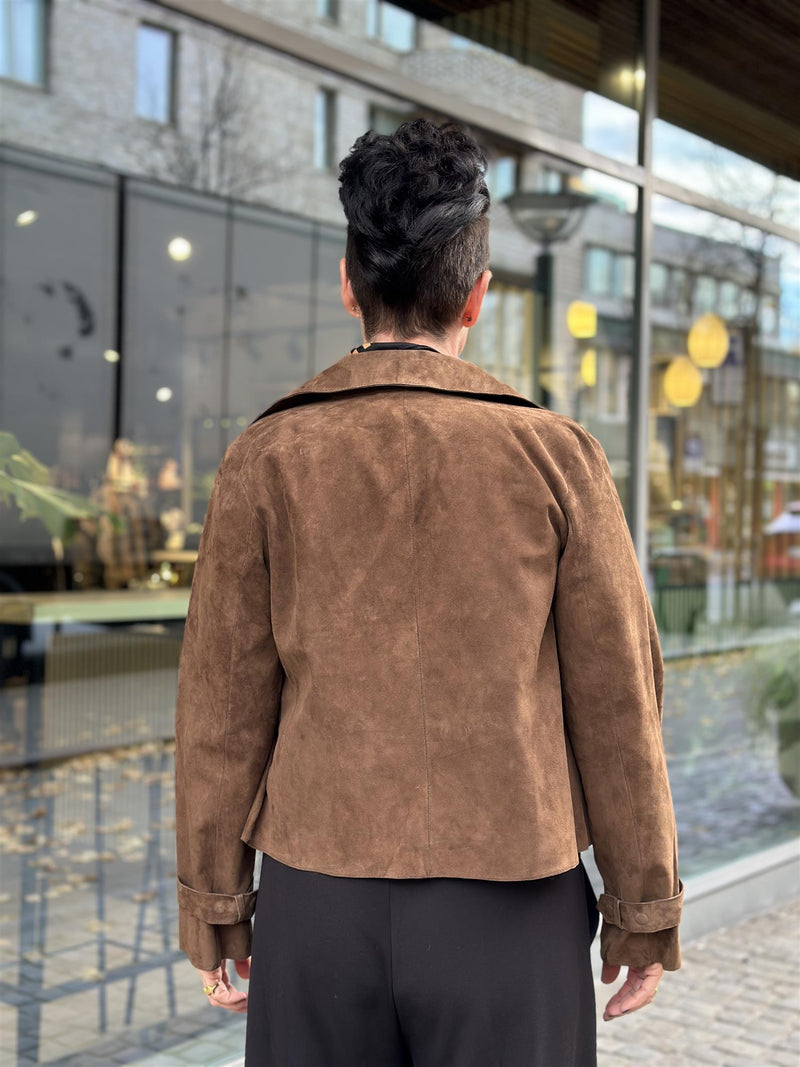 Suede Short Trenchcoat, Brown