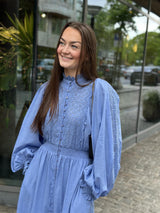 Cotton Slub Midi Dress, Dusty Blue