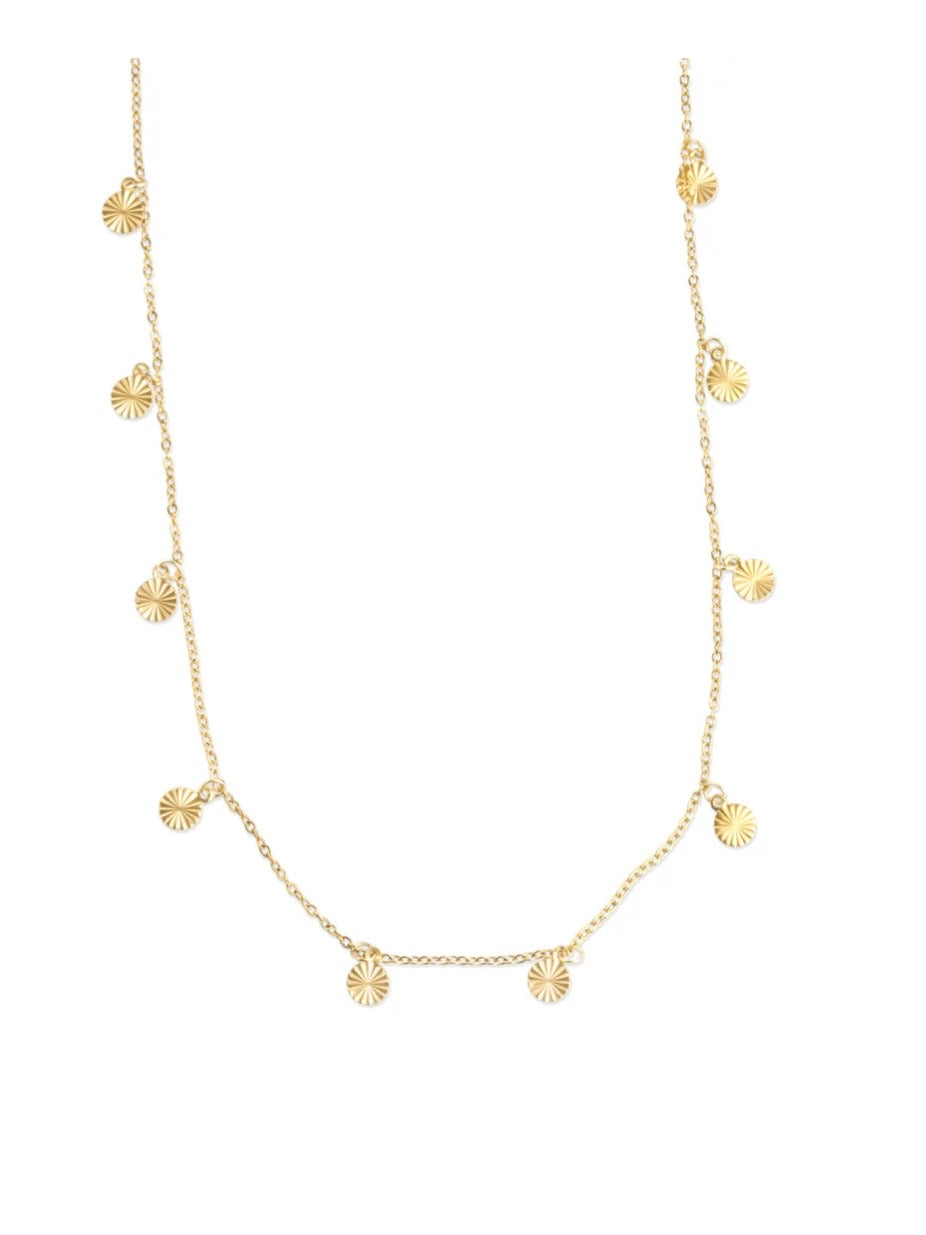 Liv - Coin Charm Necklace Stainless Steel - Gold