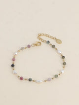 Bracelet, Natural stones, Gold/Kaki