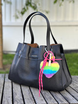 Bag Charm, Rainbow Fluffy Heart
