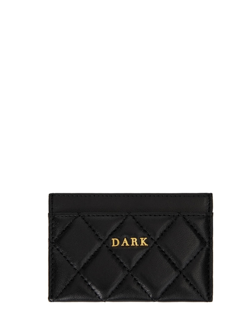 Leather Quilted Card Holder, Black