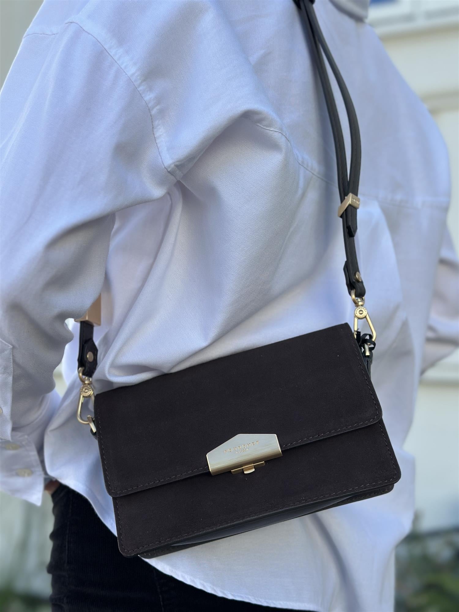 Anjou Clutch Suede, Marron