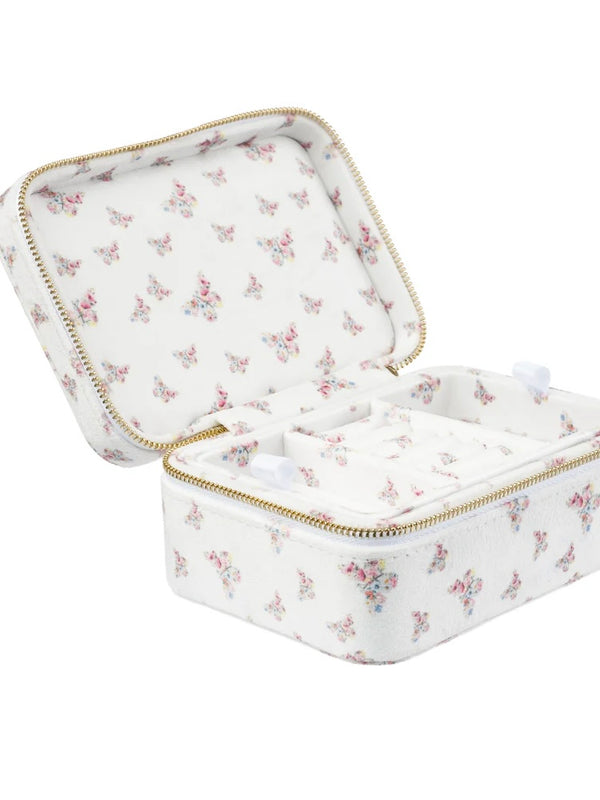 Velvet Jewellery Box, Off White Butterfly