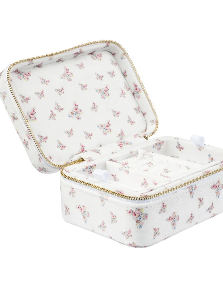 Velvet Jewellery Box, Off White Butterfly