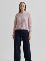 Andrea Knit Rib LS Cardigan, Rose