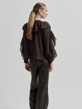 Fria Frill Blouse, Chocolate Plum