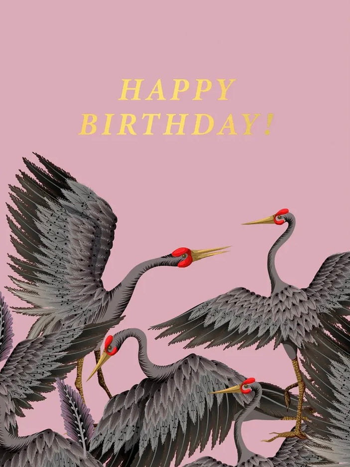 Happy Birthday Black Cranes Postcard