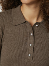 Panama Knit Blouse,Brown
