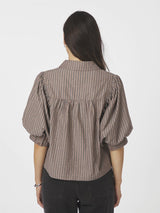 Etta Soft Stripe Stone Shirt, Brown