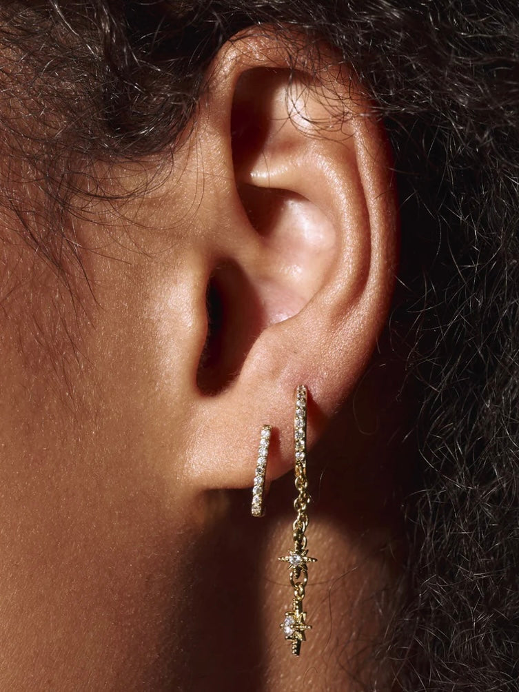 Winny - Crystal Stars on Chain Hoop Earrings