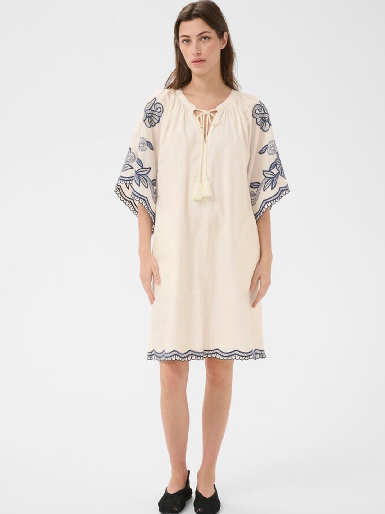 Breanna PW Dress, White/Blue