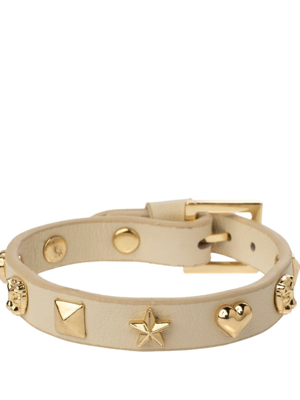 Leather Sign Stud Bracelet, Vanilla