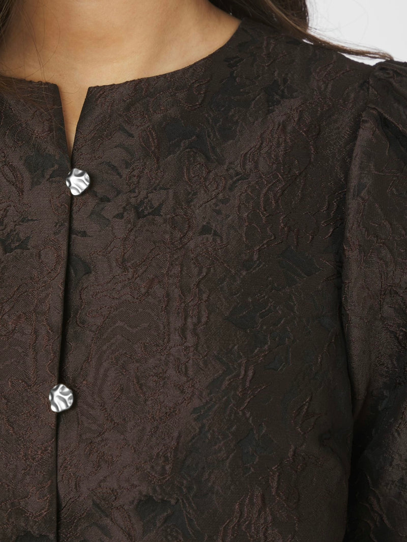Aisa Brocade Blouse, Dark Brown