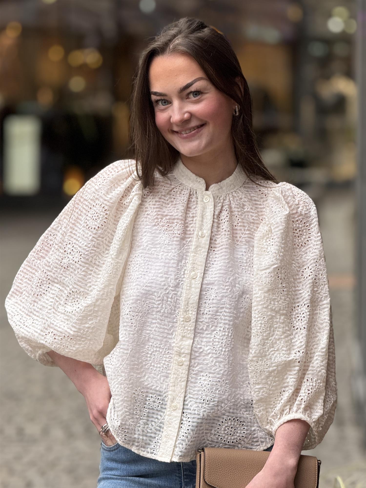 Checks Blouse, Off White