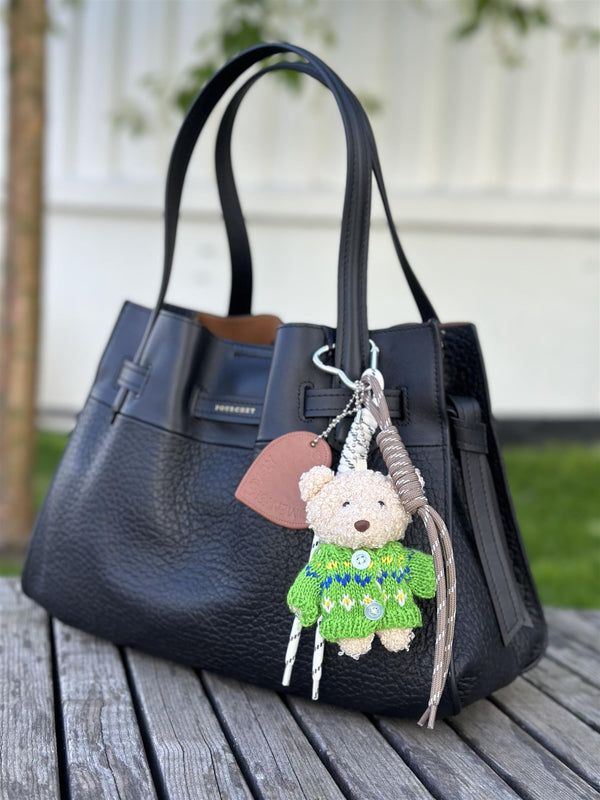Bag Charm, Teddy Green Sweater