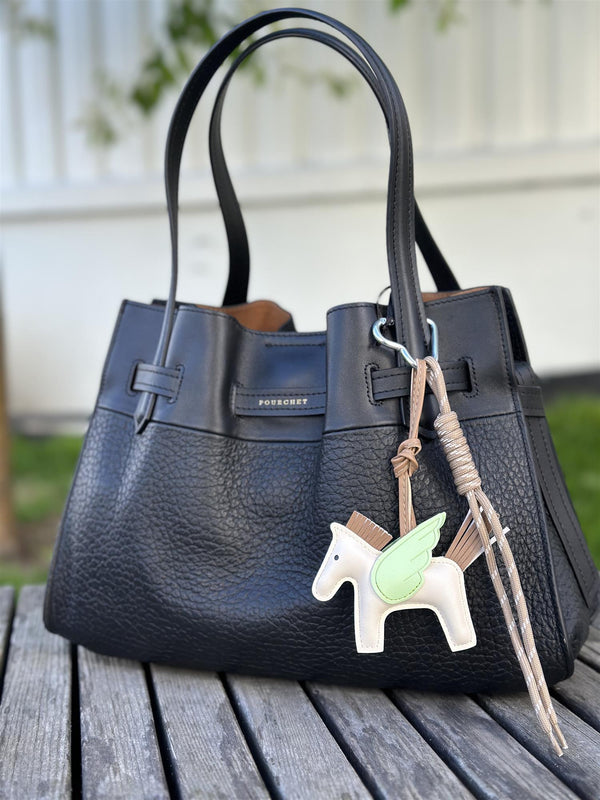 Bag Charm, Beige Fancy Horse