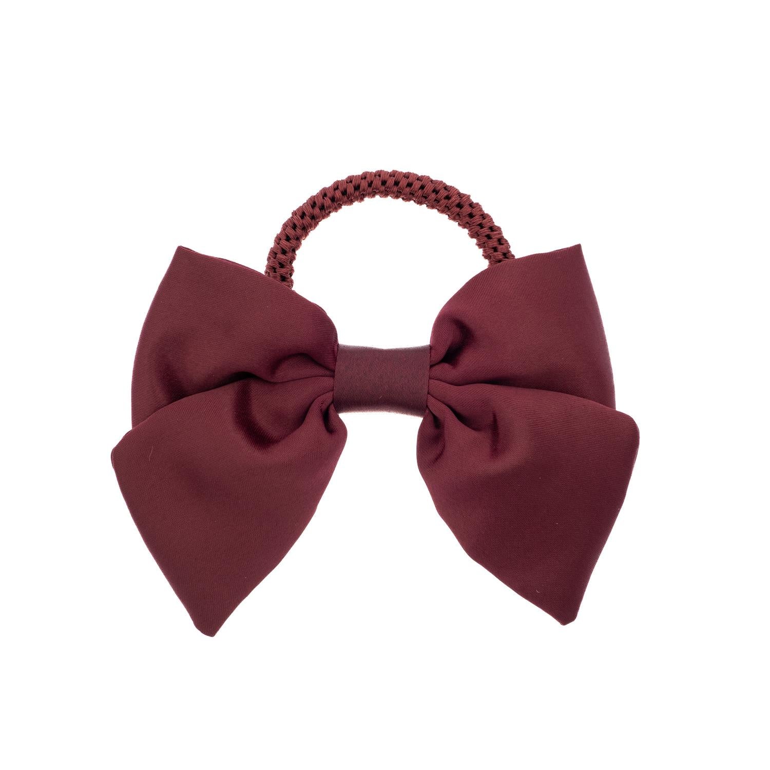 Satin Bow Hair Tie, Burgunder