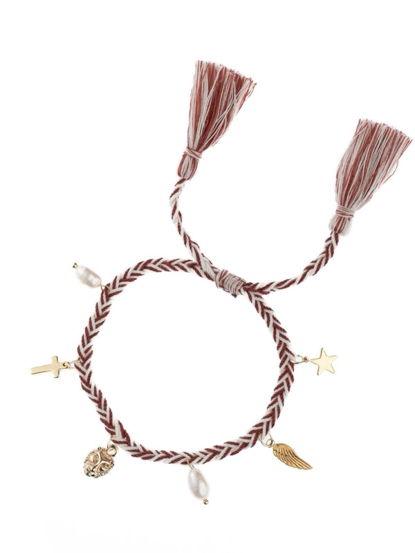 Friendship Bracelet w/charms, Mahogny