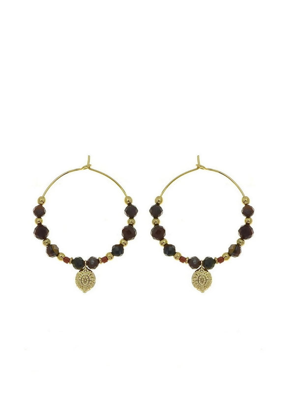 Earrings, Creole strawers, Maroon