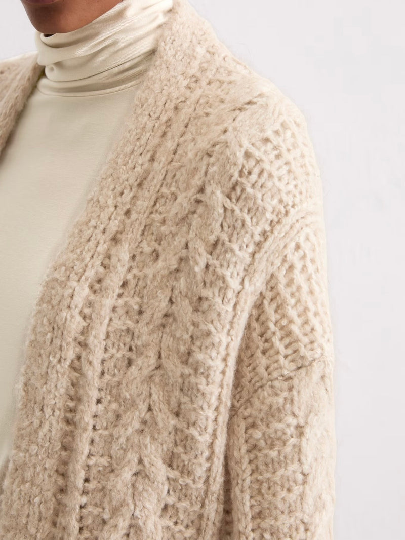 Cardigan, longsleeve, V-neck, Natural Stone