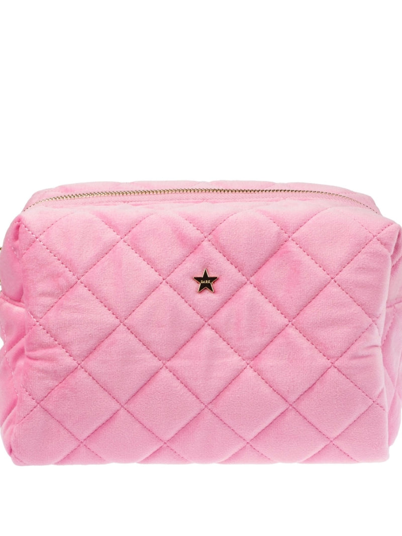 Velvet Square Make-Up Pouch L, Bubblegum Pink