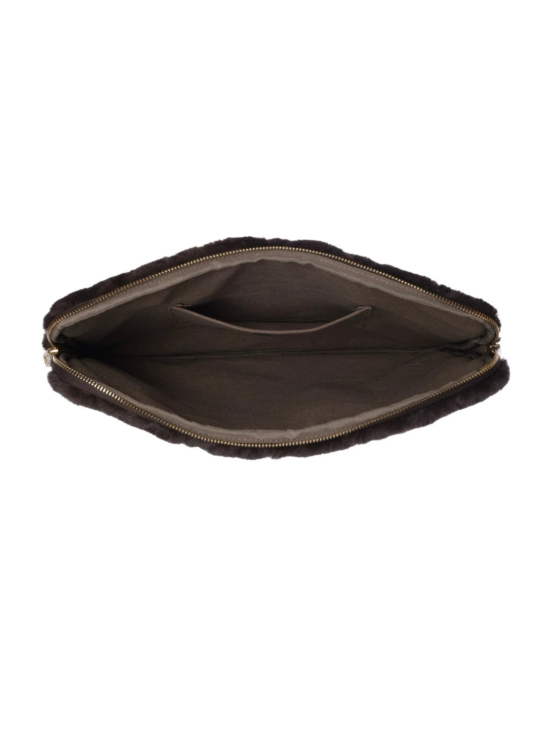 Faux Fur Quilted Mac Cover, Chocolate Brown