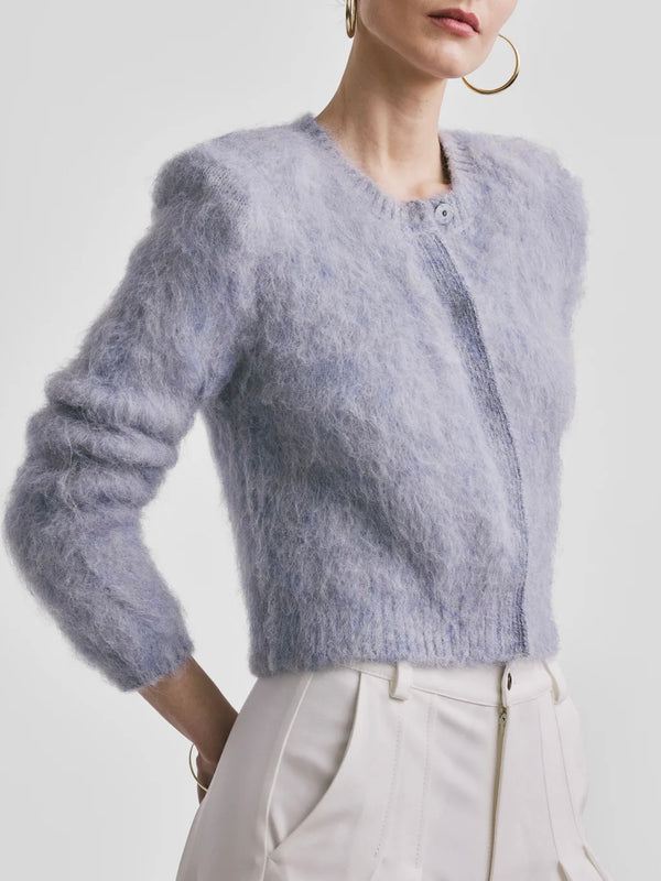 Hairy Knit Jacket, Sky Blue