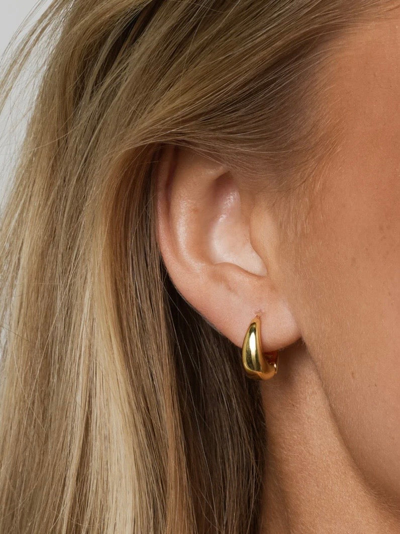 Hedvig - Classic Wide Hoop Earrings Stainless Steel - Gold