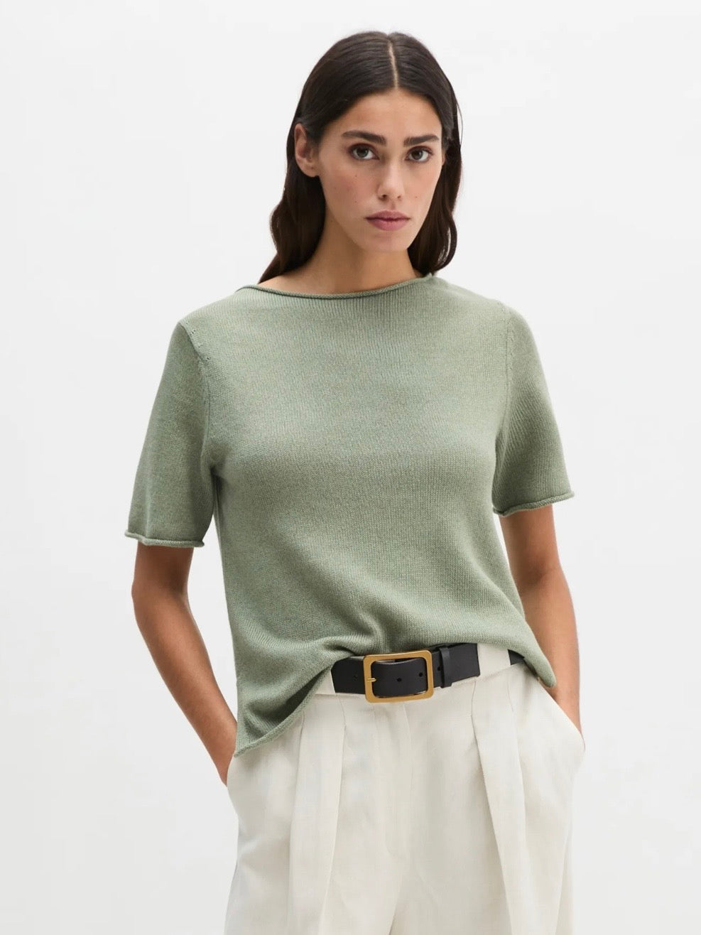 Pullover, shortsleeve, round-neck Green