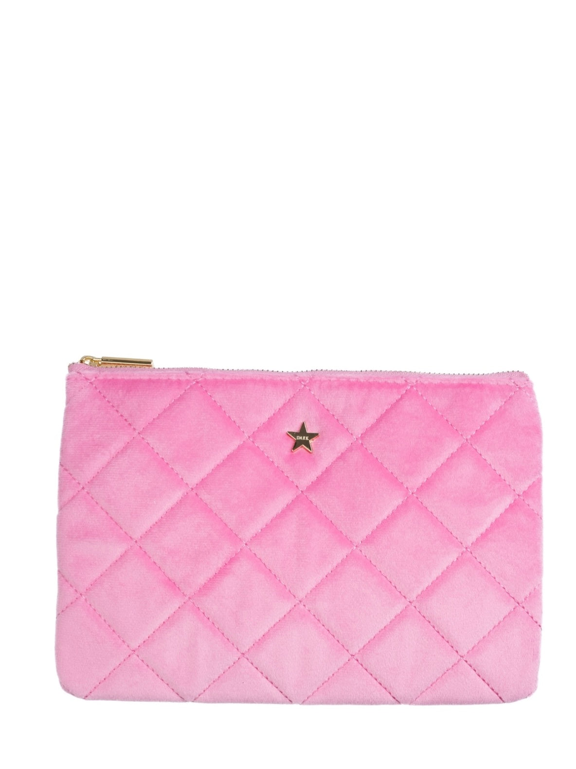 Velvet Quilted Small Pouch, Bubblegum Pink
