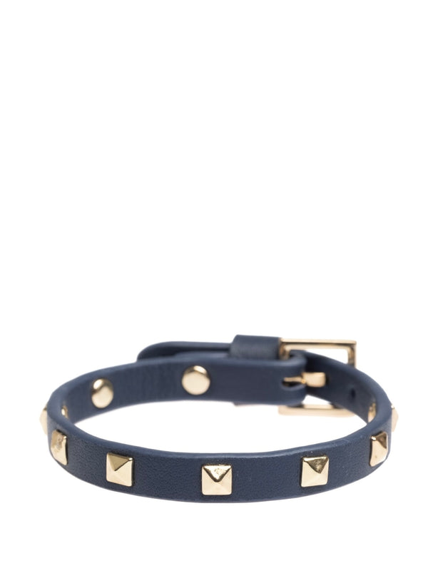 Leather Stud Bracelet Mini, Navy Blue