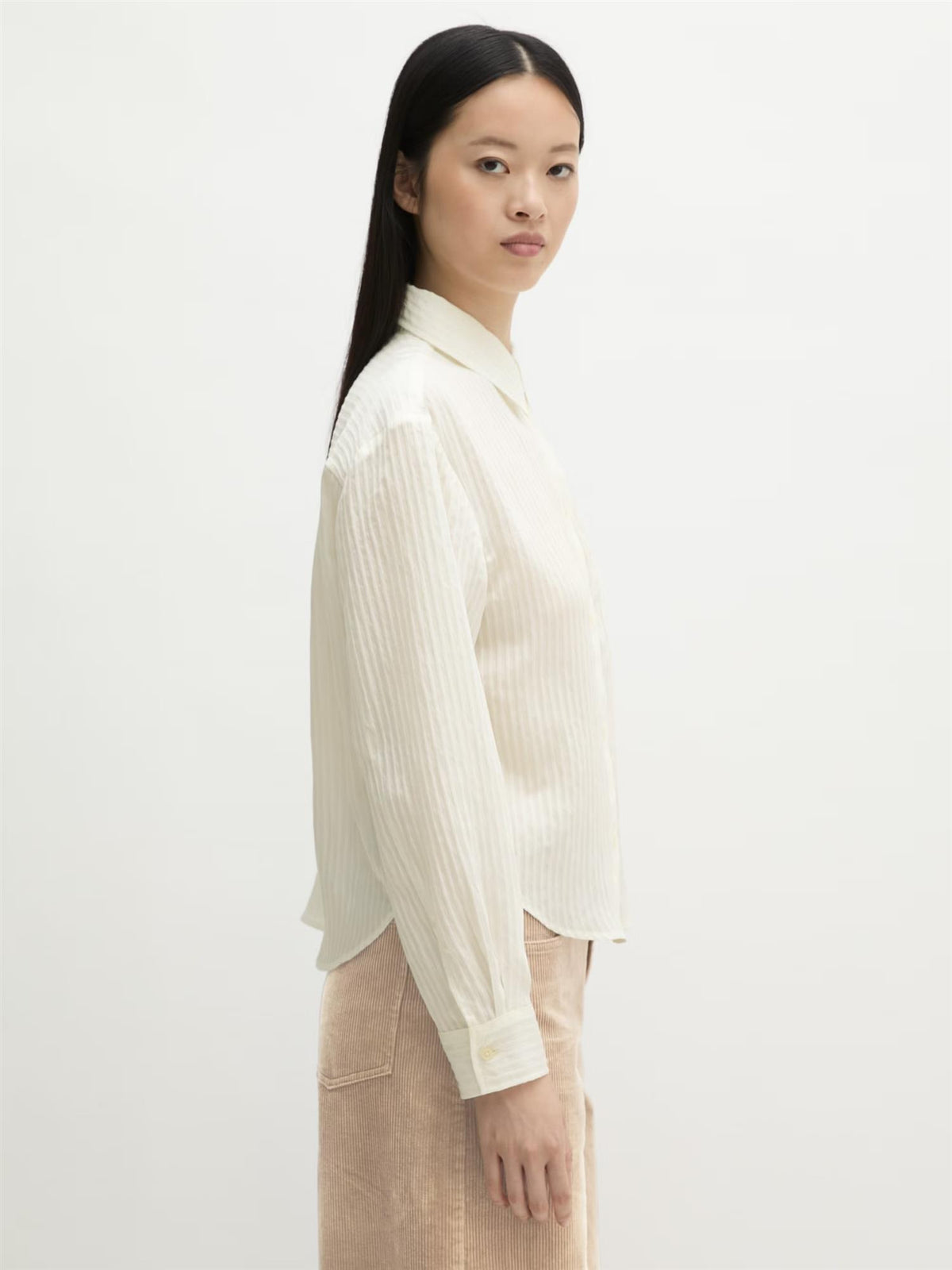 Woven Blouse, Stripes, White