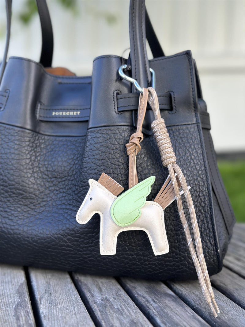 Bag Charm, Beige Fancy Horse