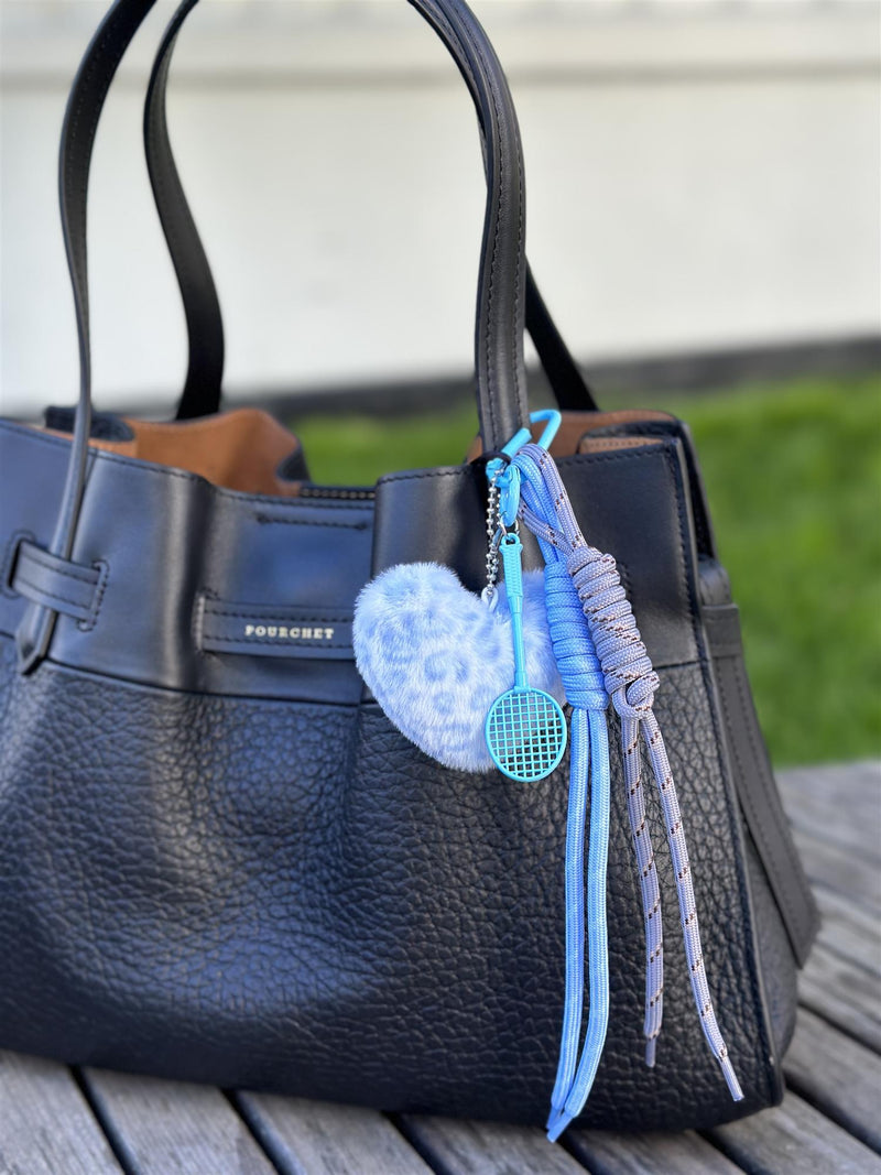Bag Charm, Blue Fluffy Leo Heart