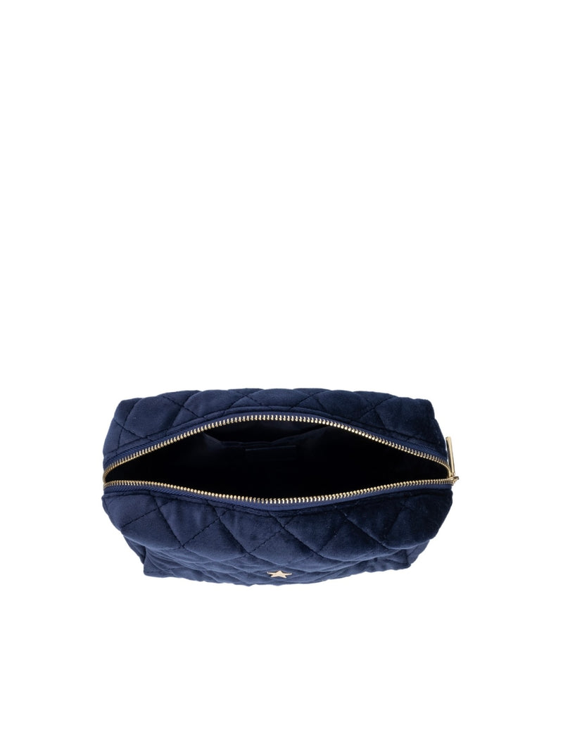 Velvet Square Make-Up Pouch S, Navy Blue