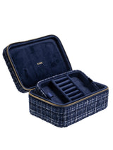 Tweed Jewellery Box, Navy Blue