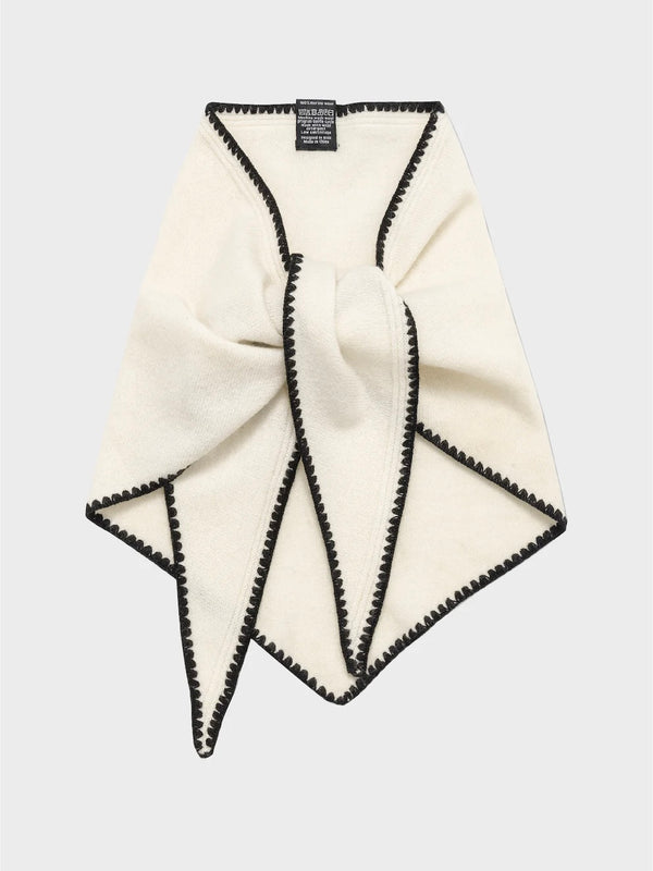 Mina Stitched Merino Scarf, Eggshell