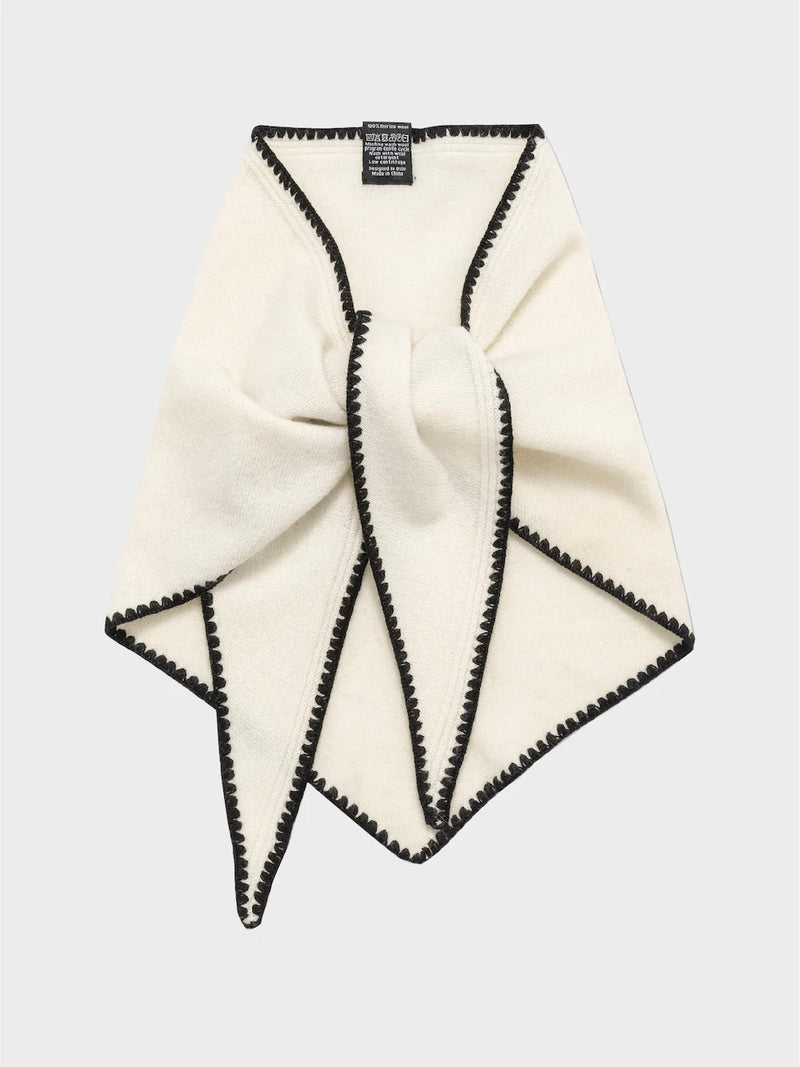 Mina Stitched Merino Scarf, Eggshell