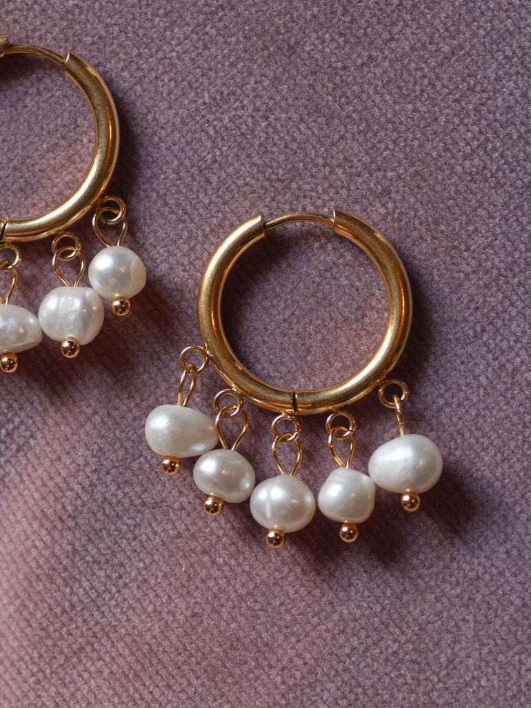 Estelle - Pearl Hoop Earrings