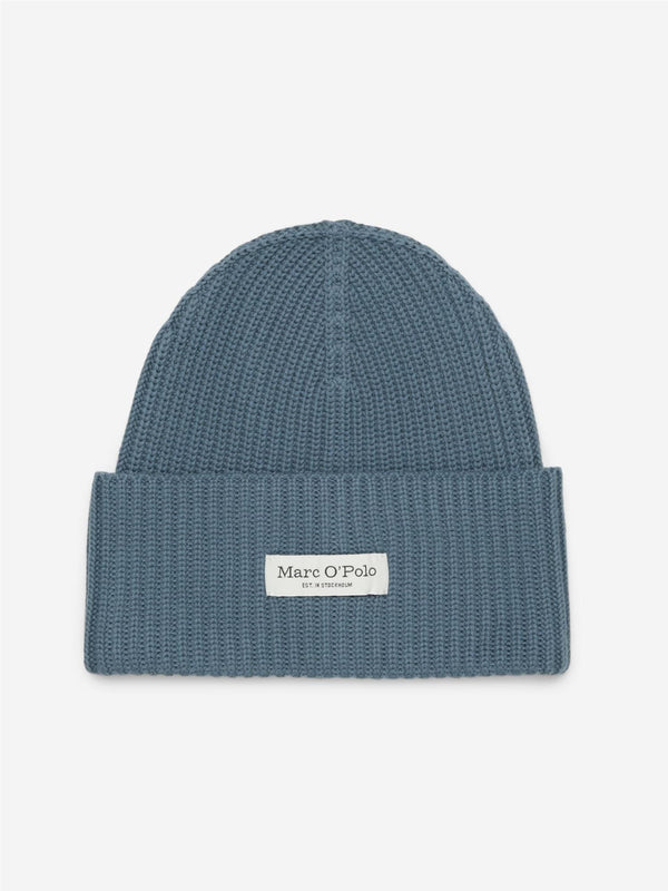 Beanie, knitted, fold-up, structured, Blue