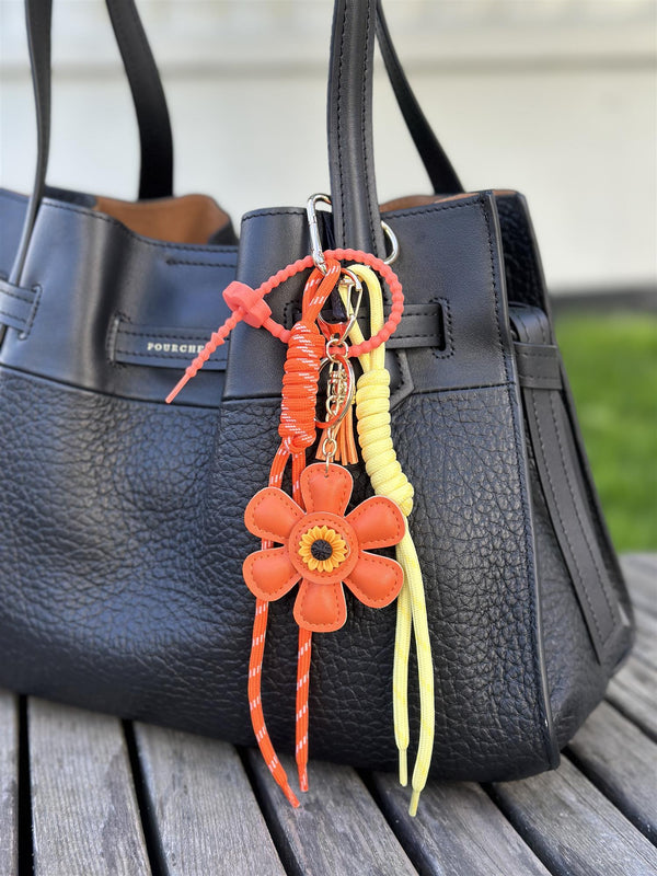 Bag Charm, Orange Flower