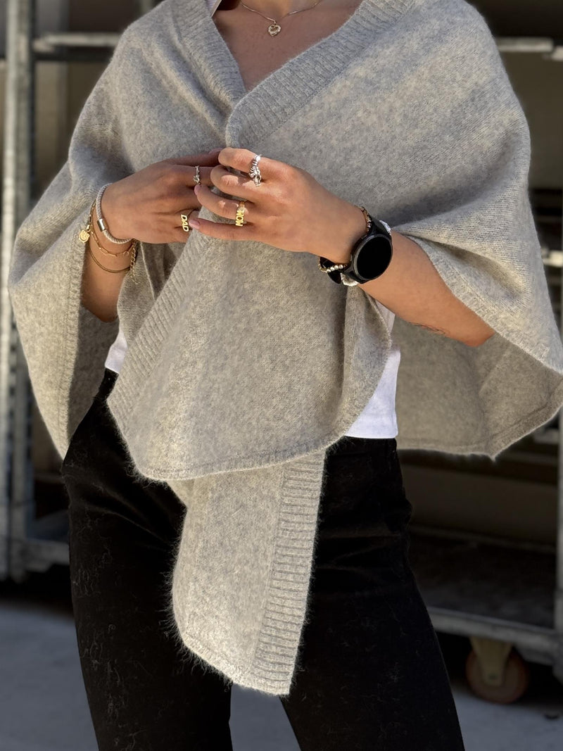 SANNE Poncho, Grey Melange